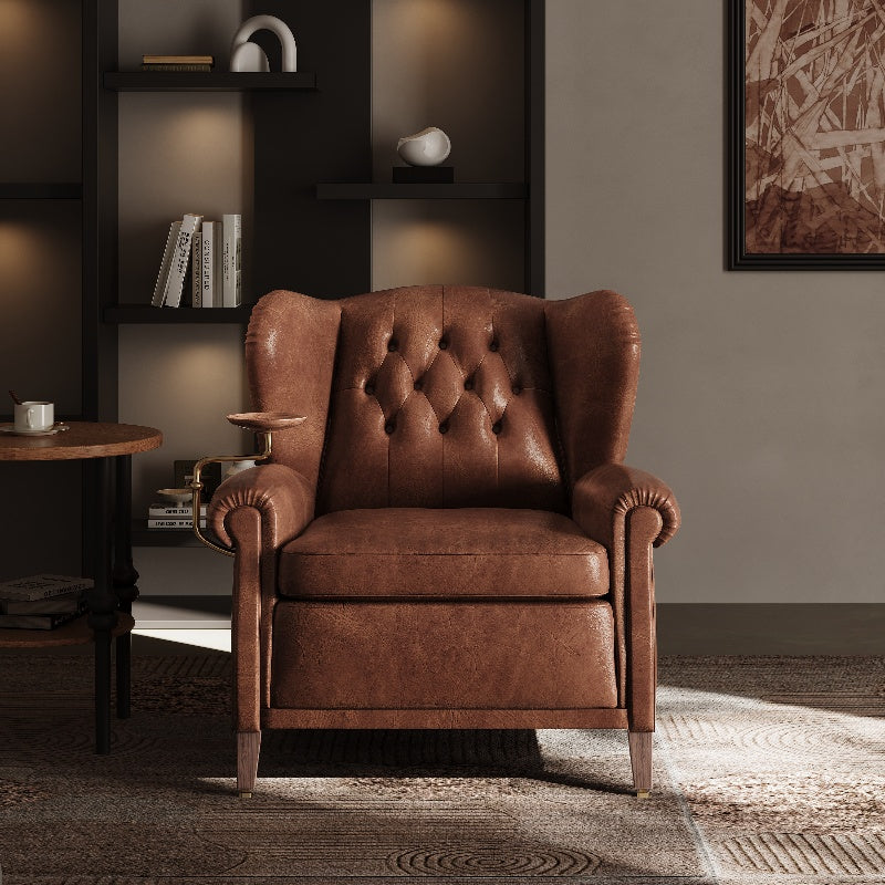 Light Luxury High-end Oil Wax Leather Retro Godfather Chair