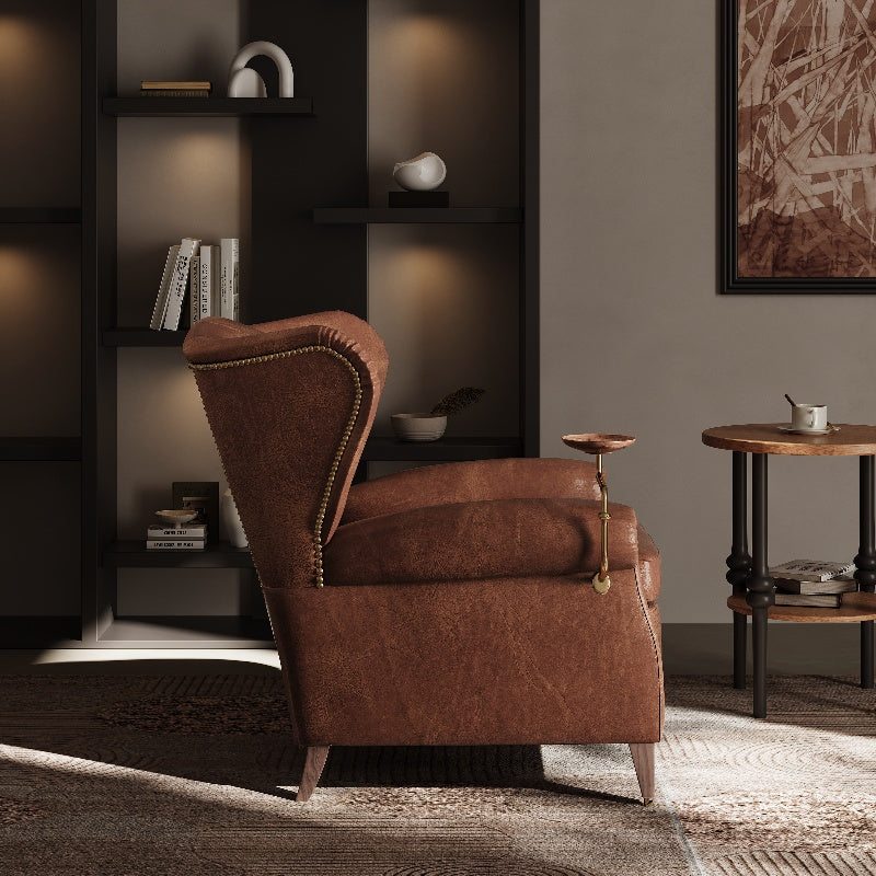 Light Luxury High-end Oil Wax Leather Retro Godfather Chair