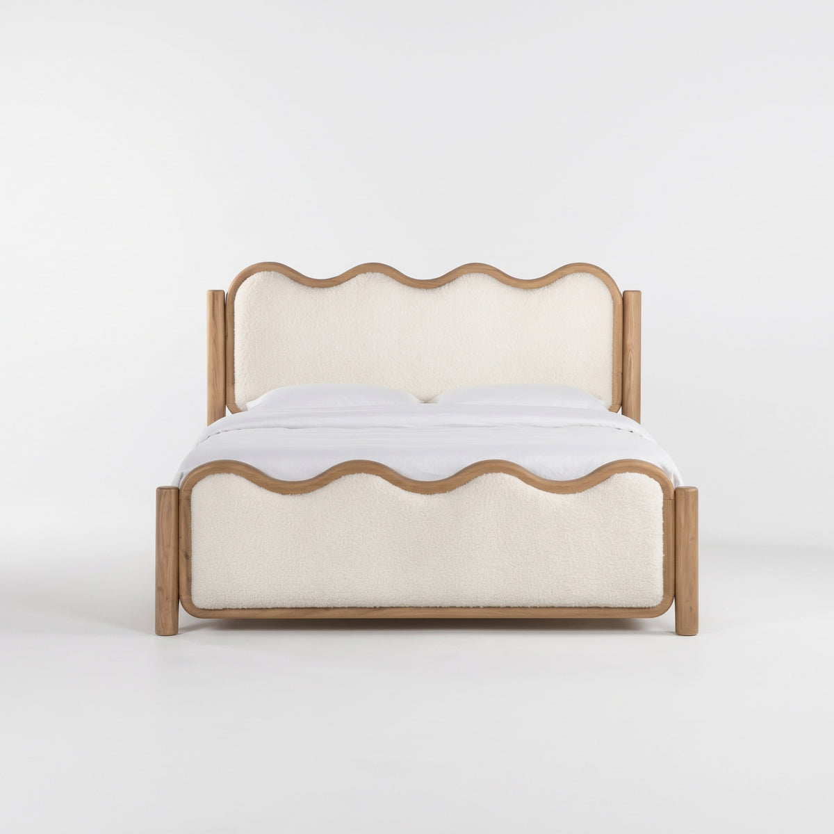 Wavy Solid Wood Frame Upholstered Bed MJ-C05