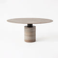 Light Stone Top Single Pedestal Round Dining Table for Villa Dining Room MJ-CZ05