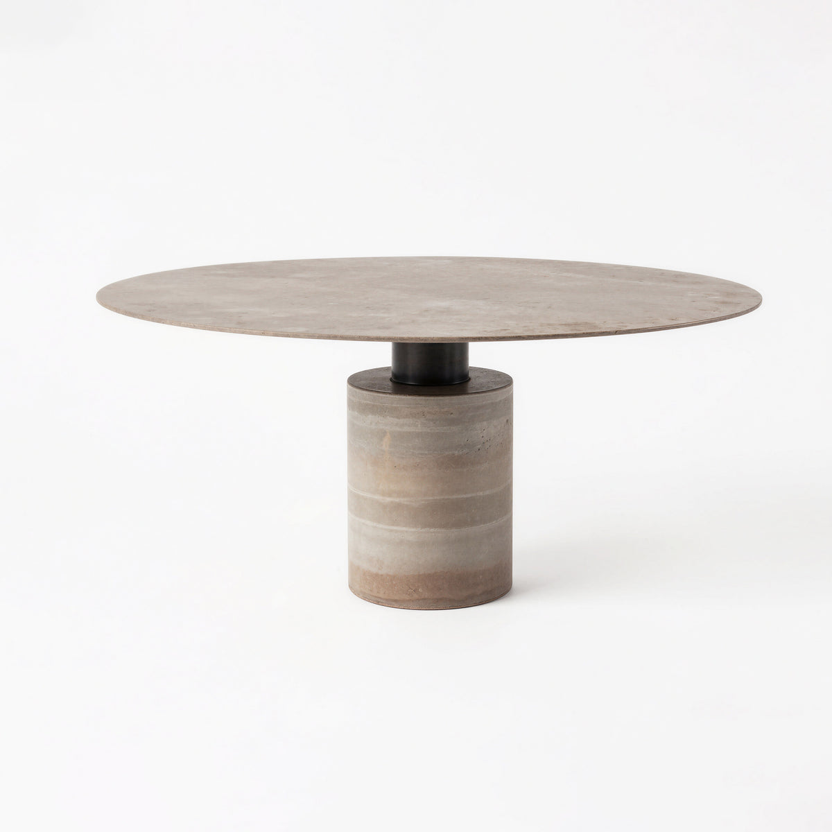 Light Stone Top Single Pedestal Round Dining Table for Villa Dining Room MJ-CZ05