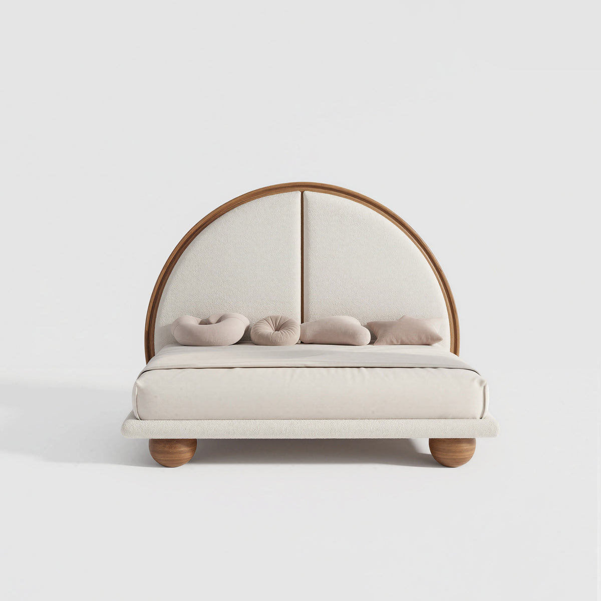 Semicircular Solid Wood Edge Soft Fabric Bed MJ-C06