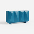 Artistic 3D Geometric Sideboard Cabinet, Blue Accent Buffet Storage Furniture 07