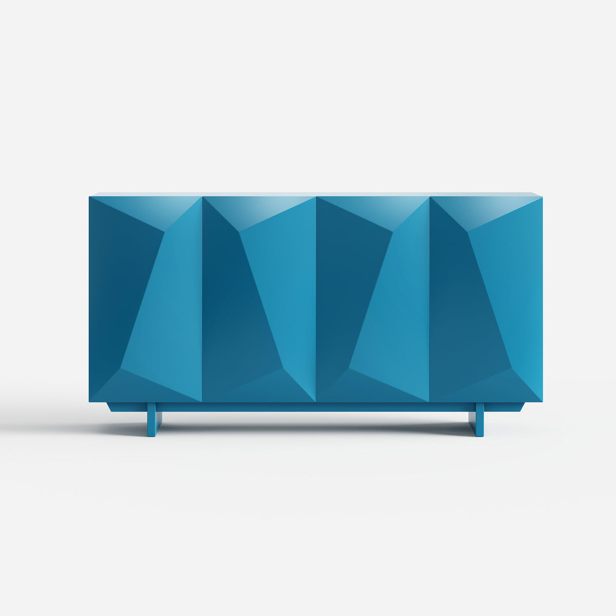 Artistic 3D Geometric Sideboard Cabinet, Blue Accent Buffet Storage Furniture 07