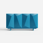 Artistic 3D Geometric Sideboard Cabinet, Blue Accent Buffet Storage Furniture 07