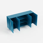 Artistic 3D Geometric Sideboard Cabinet, Blue Accent Buffet Storage Furniture 07