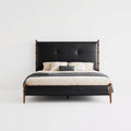 Wood & Leather Combined Vintage Upholstered Bed MJ-C07