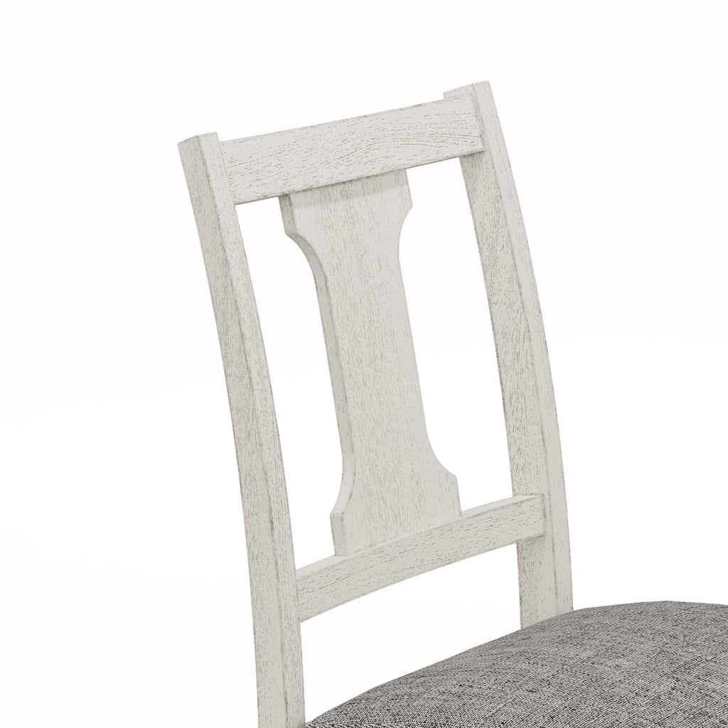59"W Round White and Gray 5-Pc Dining Table Set