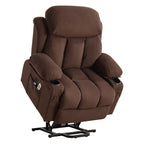 Power Lift Recliner Chair with Heat and Massage Electric Fabric Recliner Chair for Elderly with Side Pocket, USB Charge Port, Remote Control for Living Room (BROWN)