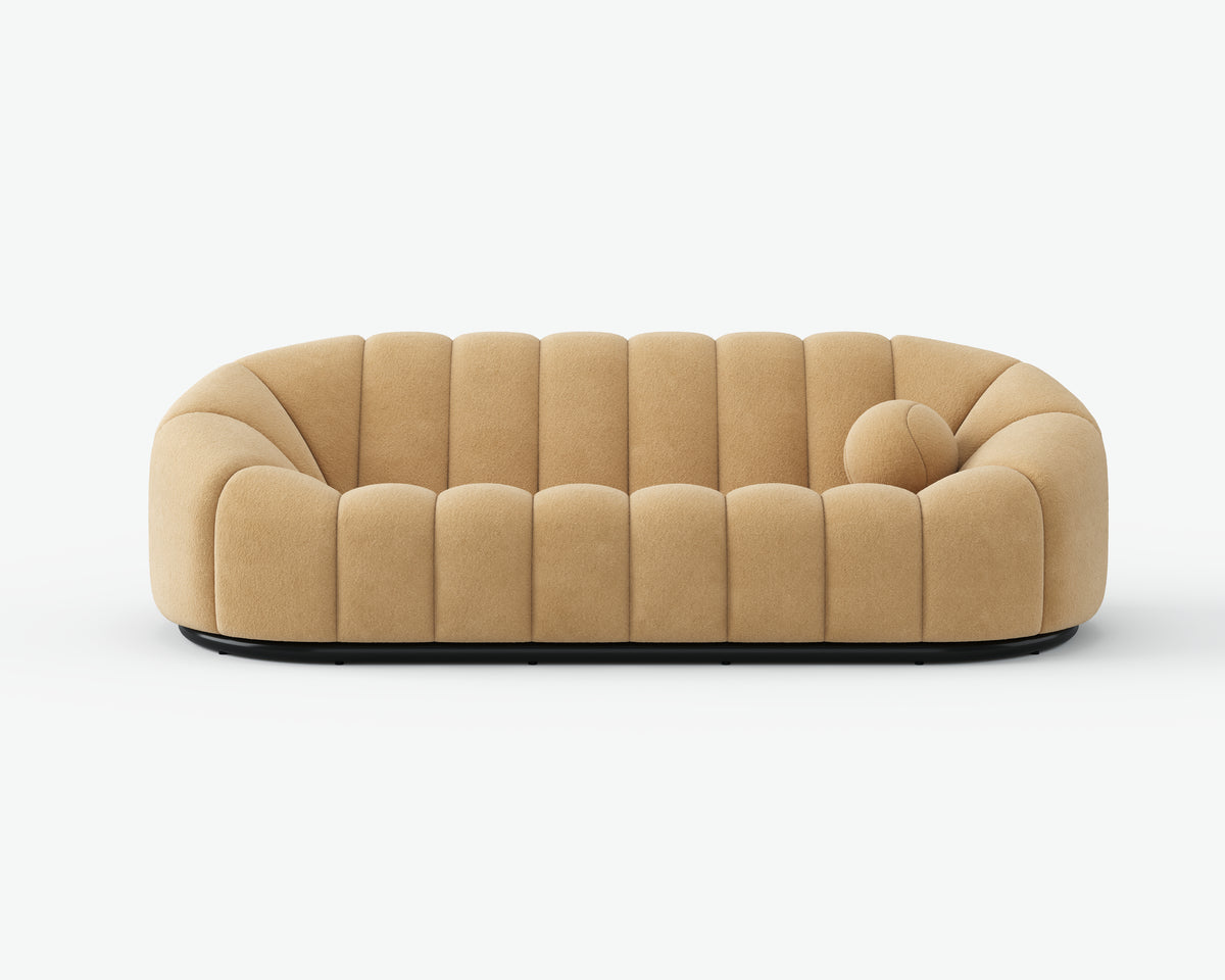 Channel Tufted Beige Bouclé Sofa for Villa Living Room QY-S1215A
