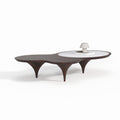 Dual-top Curved Wood Coffee Table, Italian Designer Center Table for Custom Living Space A005