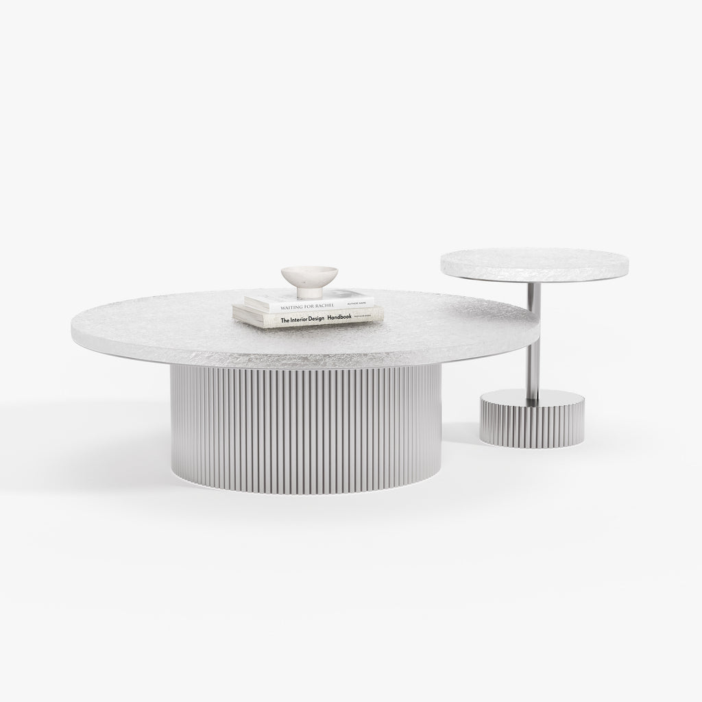 Nesting Round White Coffee Table Set A006