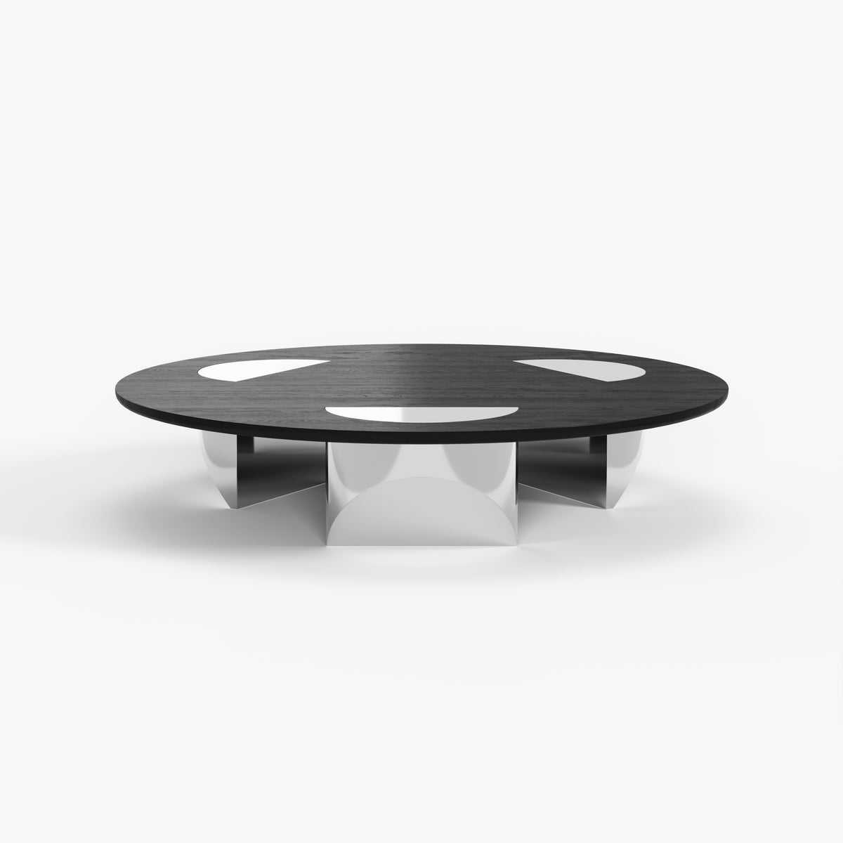Round Black Marble Coffee Table with Metal Base, Modern Minimalist Center Table for High-end Residence A007