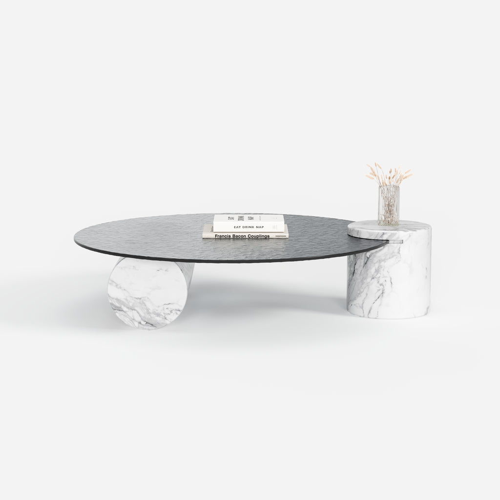 Irregular Stone Base Coffee Table, Designer Marble Top Center Table for Luxury Villa Living Room A008