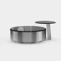 Stainless Steel Combination Coffee Table Set, Round Metal Center Table with Side Accent Table for Commercial Lounge A011