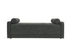 Modern Dark Grey Velvet Side Chair with Round Bolsters
