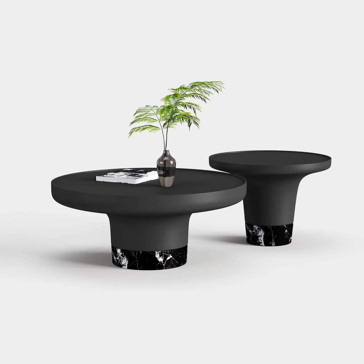 Black Combination Nesting Coffee Table Set A015