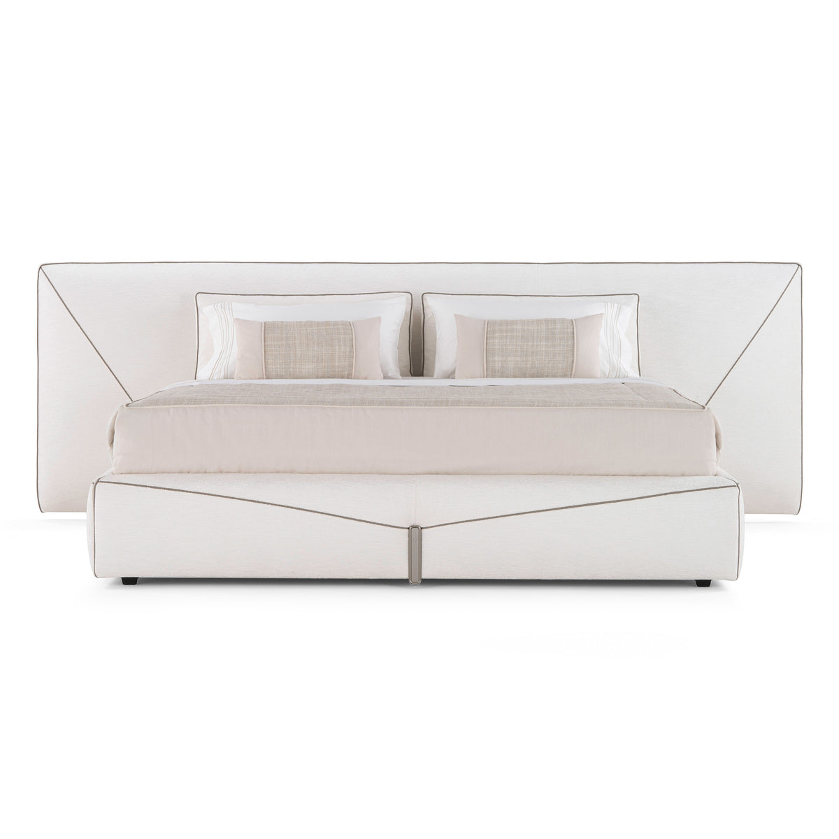 Modern Minimalist Upholstered Platform Bed in Light Beige
