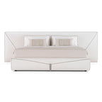Modern Minimalist Upholstered Platform Bed in Light Beige