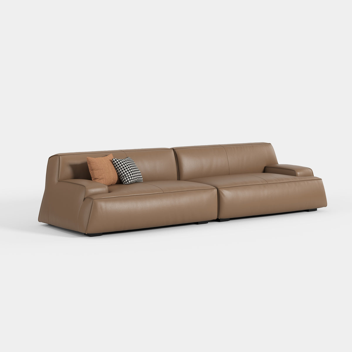 Retro Brown Genuine Leather Sectional Sofa 619
