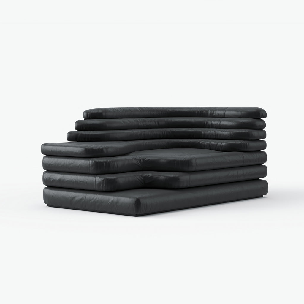 Layered Stacked Black Creative Designer Sofa for High-end Residence QY-S1789