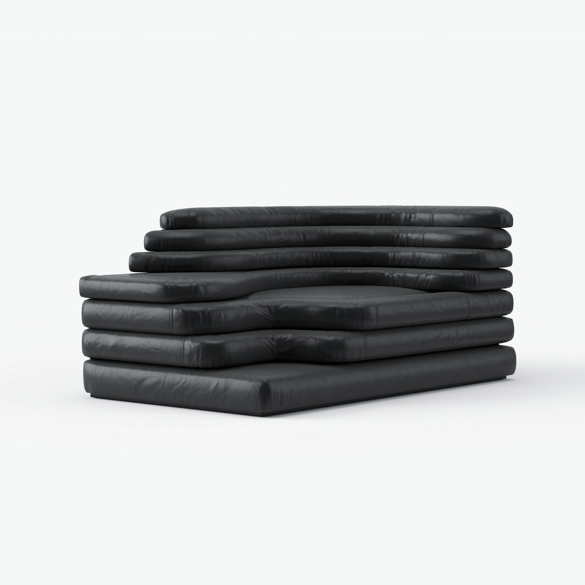 Layered Stacked Black Creative Designer Sofa for High-end Residence QY-S1789