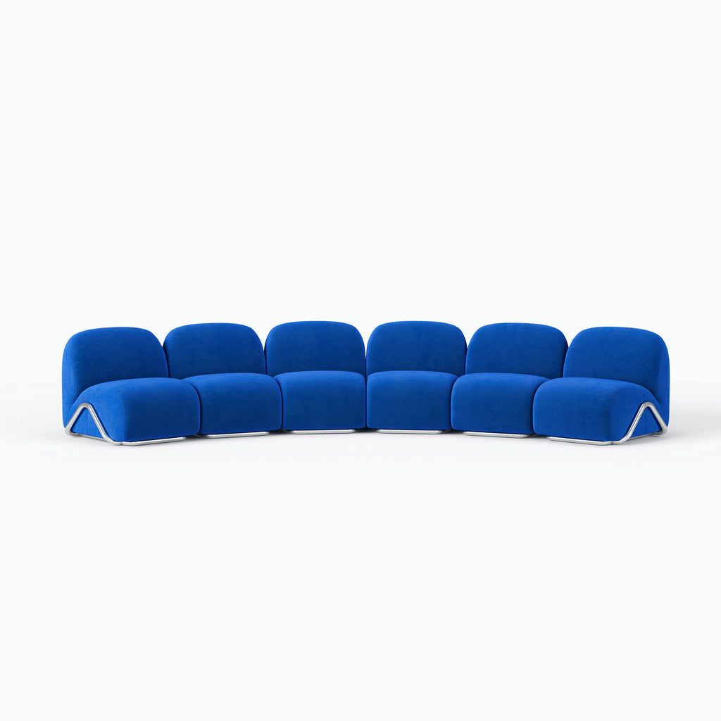 Curved Arc Blue Plush Combination Sofa QY-S1584