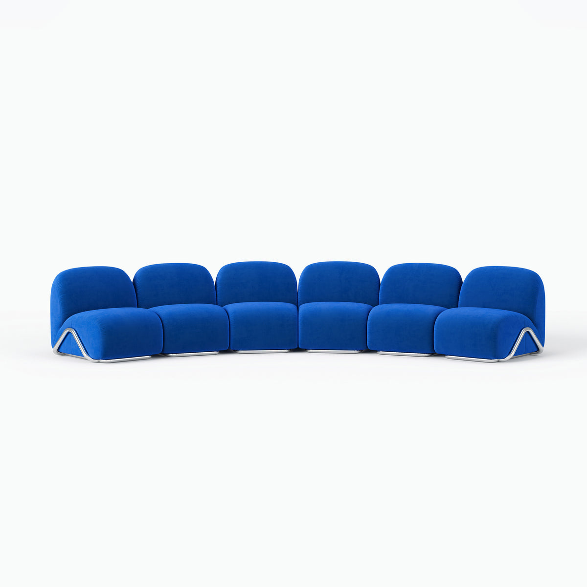 Curved Arc Blue Plush Combination Sofa for Commercial Lounge Space QY-S1584