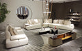 Luxury Beige L-Shaped Sectional Sofa Set with Marble Coffee Tables