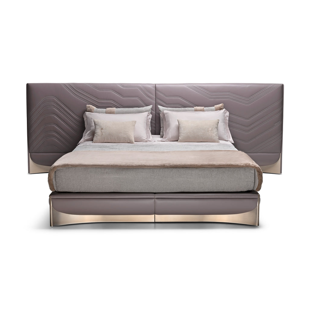 Luxury Textured Upholstered Mattress with Metallic Base