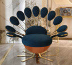 Peacock-Inspired Blue & Gold Accent Chair
