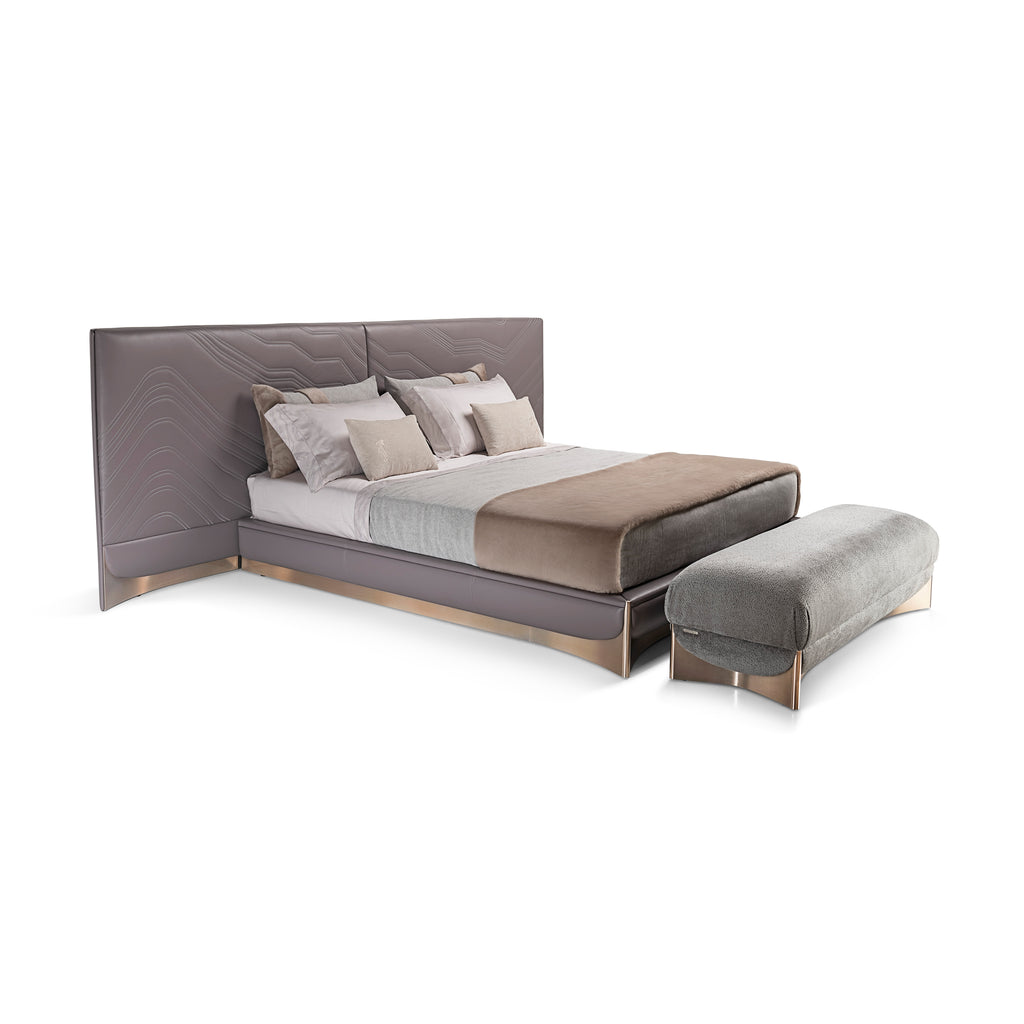 Luxury Textured Upholstered Mattress with Metallic Base