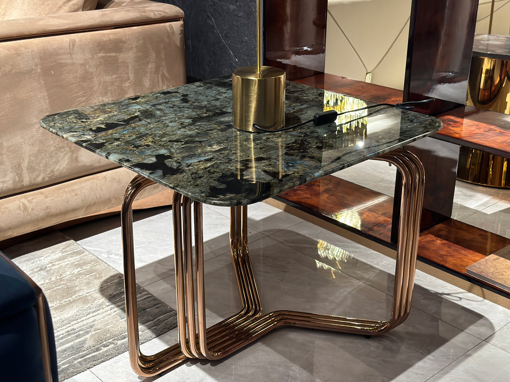 LuxeFlow Copper Glass Table