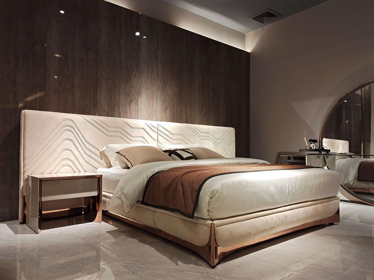 Luxury Textured Upholstered Mattress with Metallic Base