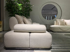 Luxury Beige L-Shaped Sectional Sofa Set with Marble Coffee Tables