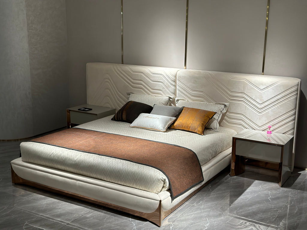 Luxury Textured Upholstered Mattress with Metallic Base