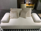 Luxury Beige L-Shaped Sectional Sofa Set with Marble Coffee Tables