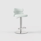 Modern Grey Linen Fabric Bar Stool, Adjustable Swivel Counter Stool Double Layer Backrest Golden Metal Base GD-100