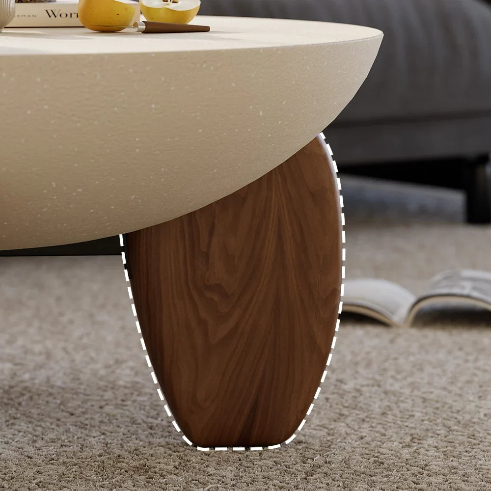 Curva Round Small Modern Beige & Walnut Coffee Table