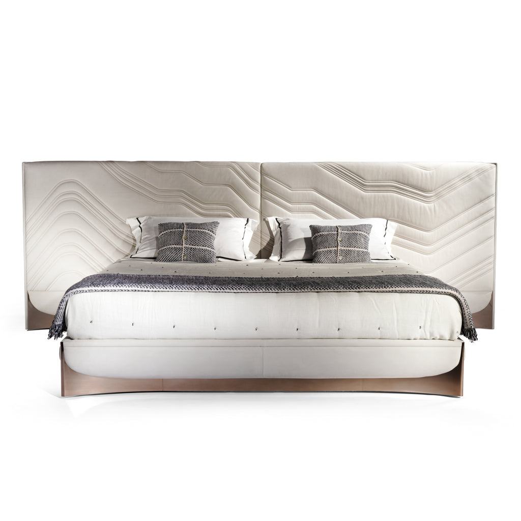 Luxury Textured Upholstered Mattress with Metallic Base