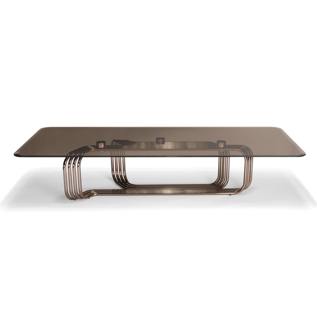 LuxeFlow Copper Glass Table