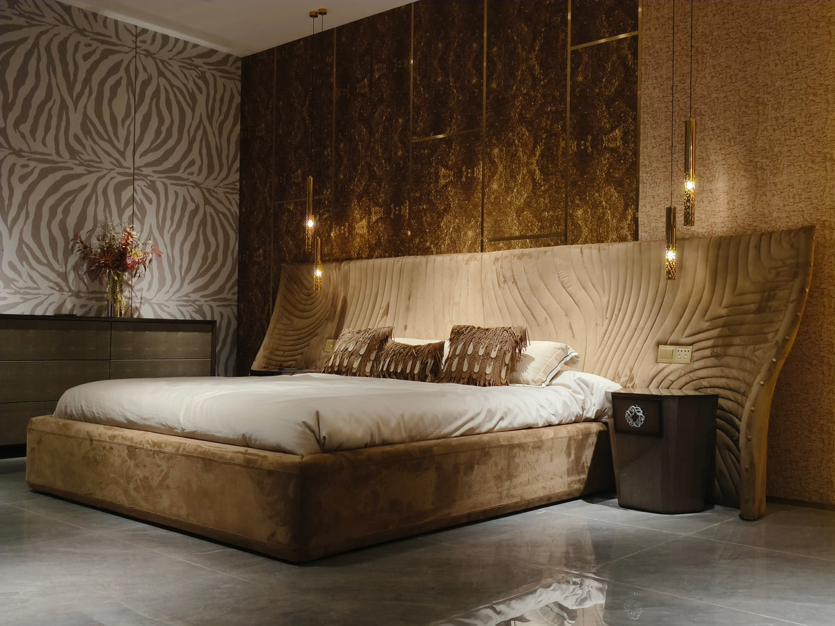 Luxury Velvet Upholstered Mattress with Statement Headboard