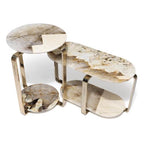 Elegant Vein Marble Double - Tier Oval Side Table