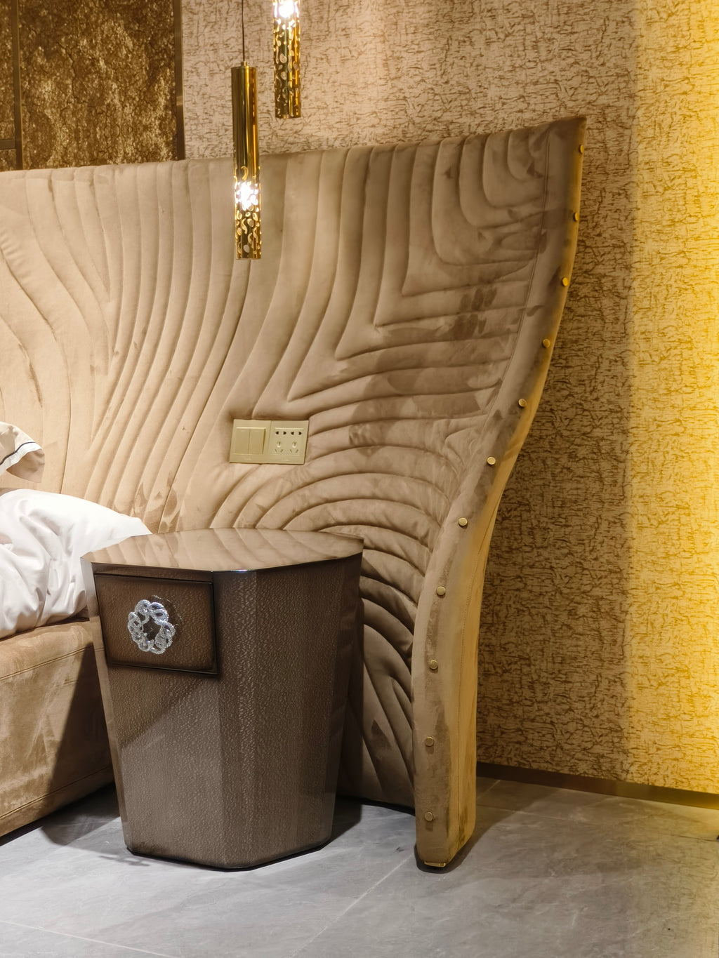 Luxury Velvet Upholstered Mattress with Statement Headboard