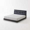 Grid Tufted Black Leather Platform Bed MJ-C11
