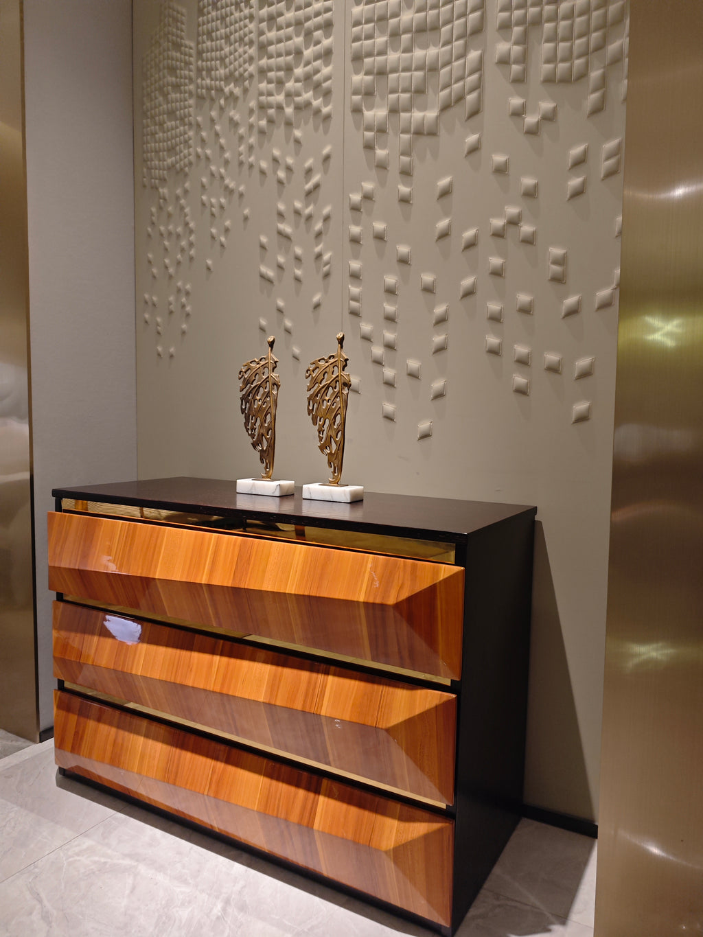Luxury Geometric Wooden Chest of Drawers