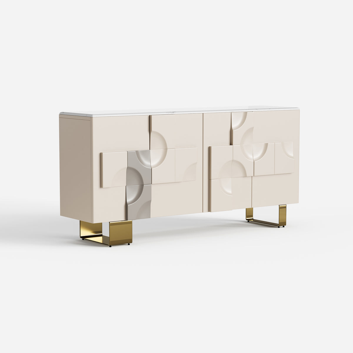 Luxury Embossed Sideboard Cabinet, Decorative Buffet with Gold Metal Legs 13