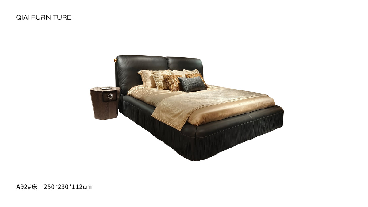 Luxury Leather Mattress with Fringe Detailing