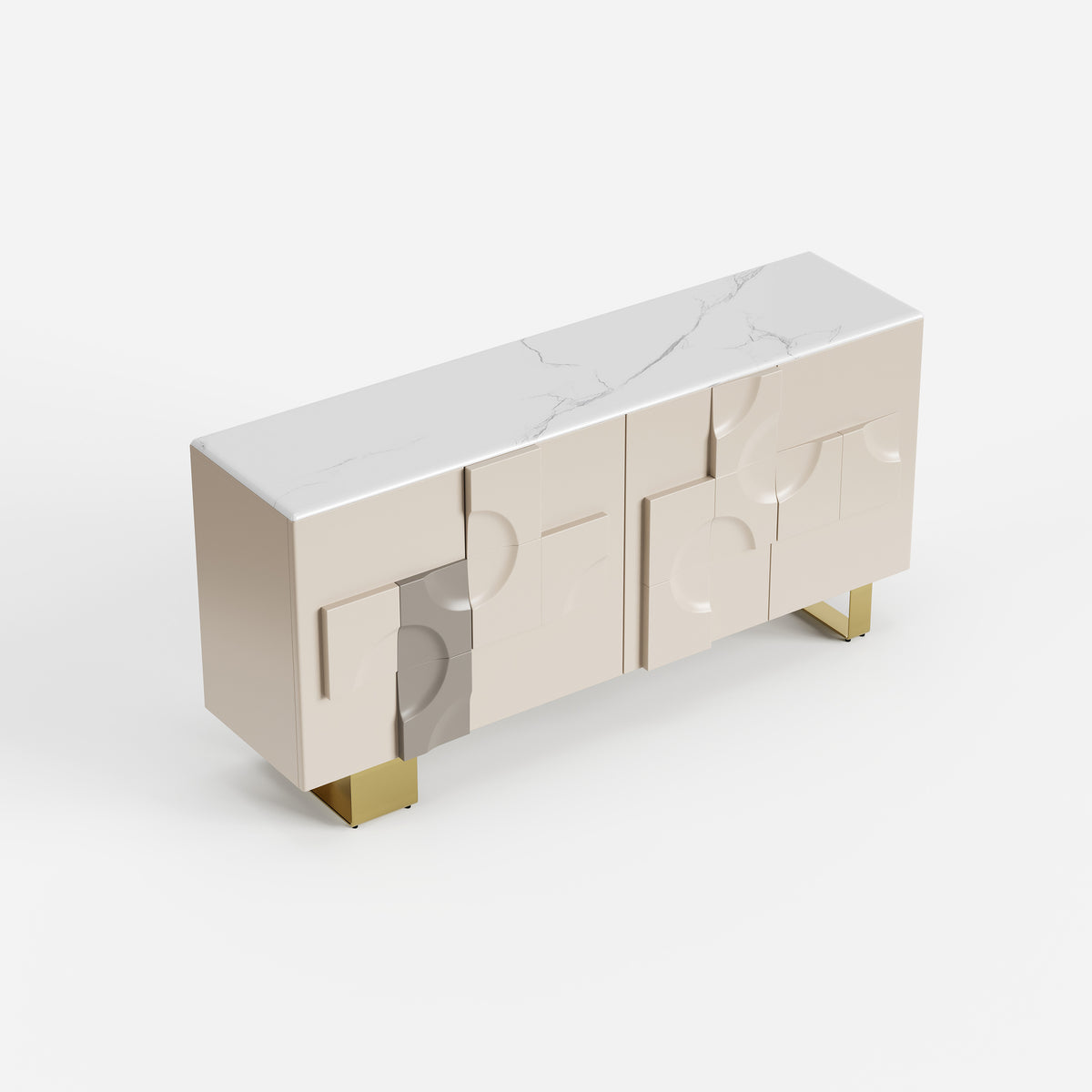 Luxury Embossed Sideboard Cabinet, Decorative Buffet with Gold Metal Legs 13