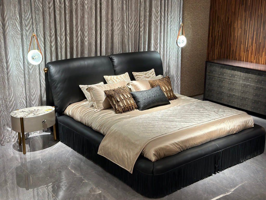 Luxury Leather Mattress with Fringe Detailing